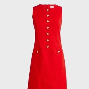 J. Crew Factory Red Sleeveless Button-Front Mini Dress